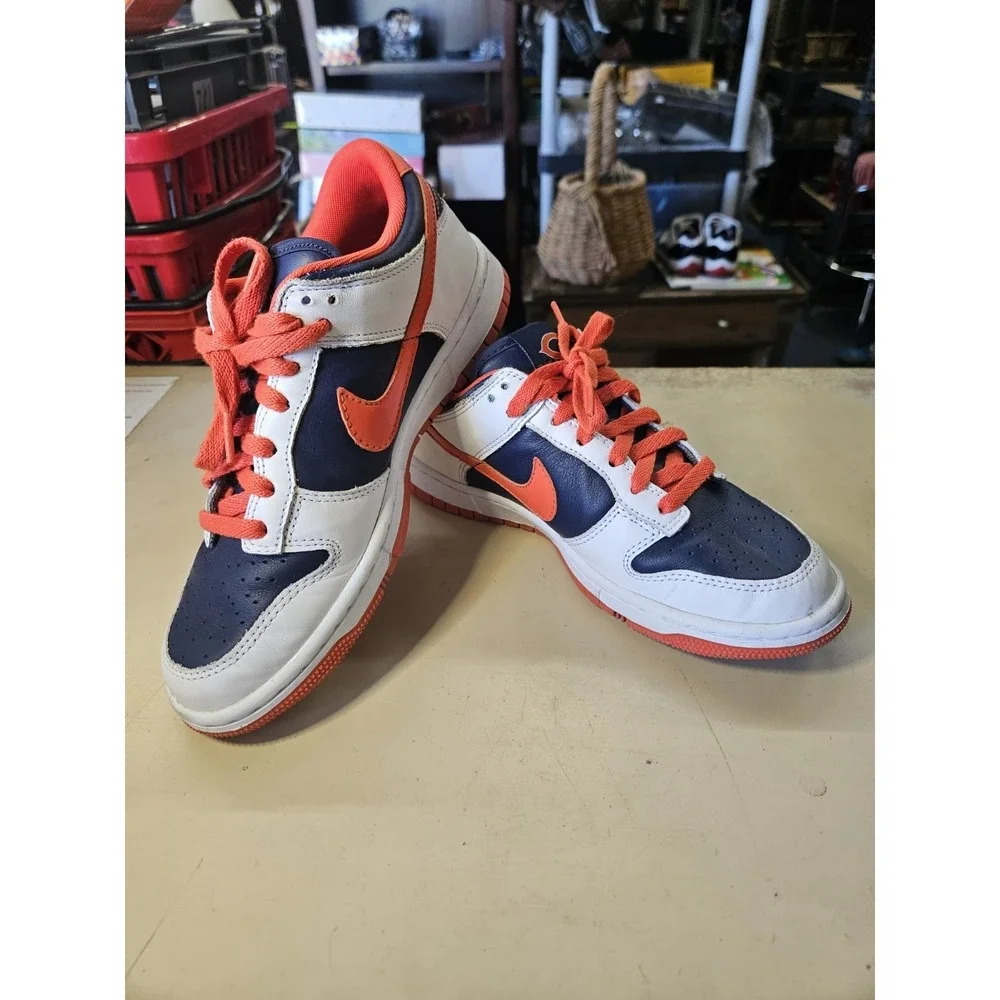 NIKEID BEARS THEME Sz 7.5 Lace-Up Athletic Colorblock Sneakers Blue White Orange